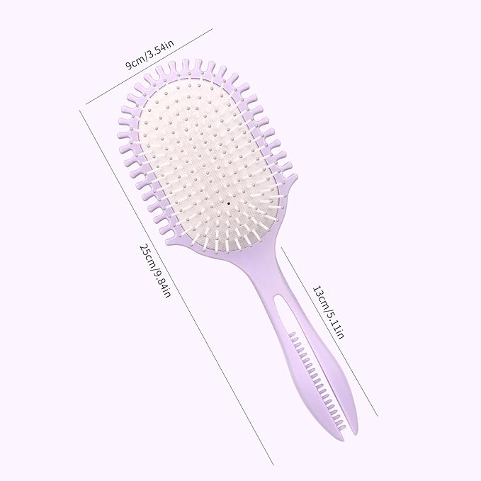 New Multifunctional Curly Hair Cushion Comb, 1Pc Oval New Air Cushion Comb WithHandle, Define Styling Brush,DetanglingHair Brush, Professional Hairstyle Comb, BouncingHair Brush (White Purple)