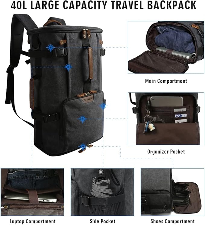 G-FAVOR Travel Backpack for Men, 40L Flight Approved Carry On Backpack - Image 2