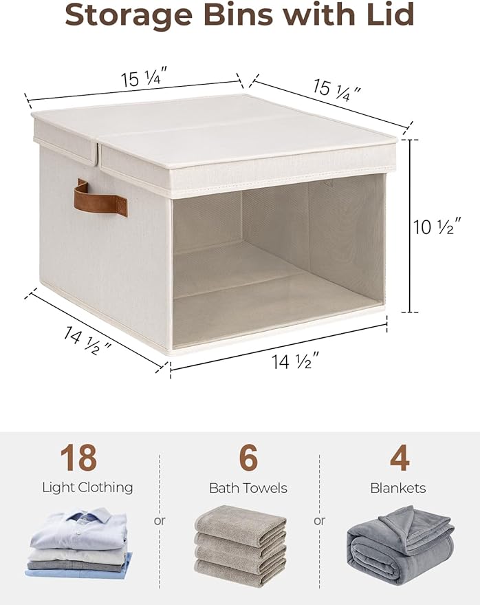 StorageWorks Storage Bins with Lid and Clear Window, Fabric Storage Boxes with - Image 2