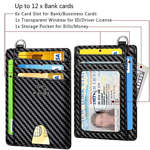 Slim Minimalist Wallet RFID Credit Card Holder for Men (small / Carbon Fiber Black)