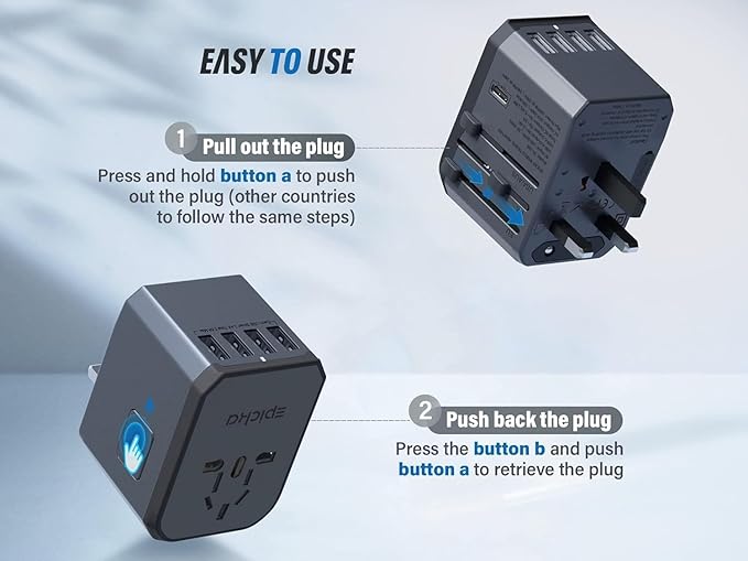 EPICKA Universal Travel Adapter, European Travel Plug Adapter - Image 3