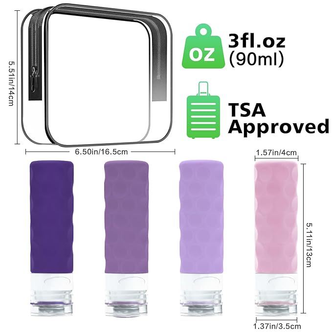 Travel Bottles for Toiletries, BPA Free Leak Proof Premium Silicone Bottles - Image 2