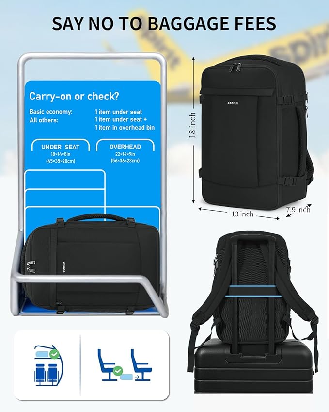 ECOHUB Travel Backpack for Men Women, Carry on Backpack - Image 2