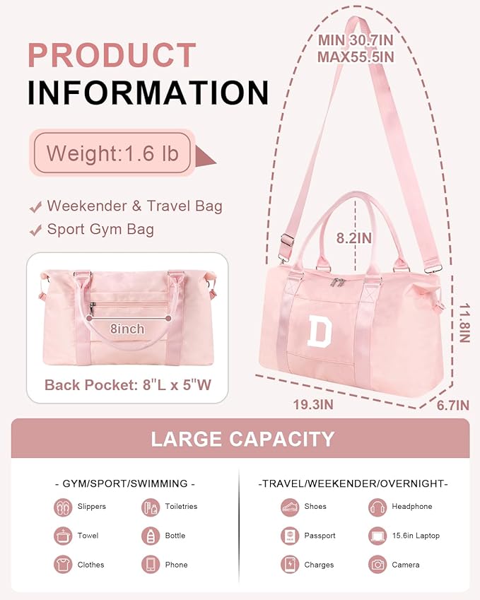 Initial Travel Duffel Bag Sports Gym Bag - Image 2
