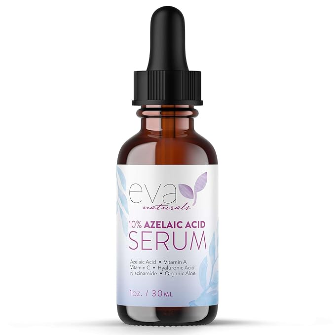 Eva Naturals Azelaic Acid Skincare Serum for Face – Facial Treatment with Niacinamide & Hyaluronic Acid Formula for Redness Soothing, Acne Breakouts, Uneven Skin Texture, Fragrance Free (1 Fl Oz)