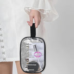 Custom Name Makeup Bag Travel Bag, Clear Toiletry Bag Travel Large Capacity Cosmetic Container Organizer for Shampoo, Shiny Stars Water Fluid Shape Silver Glittering