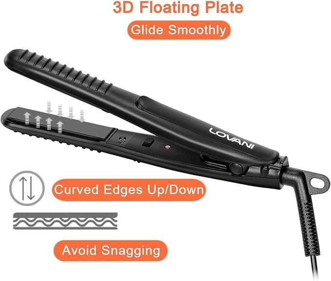 LOVANI Mini Flat Iron Travel Size Nano Titanium Dual Voltage Portable Hair for Worldwide Use 0.5 Inch Straightener with Professional Heat Resistant Travelling Bag