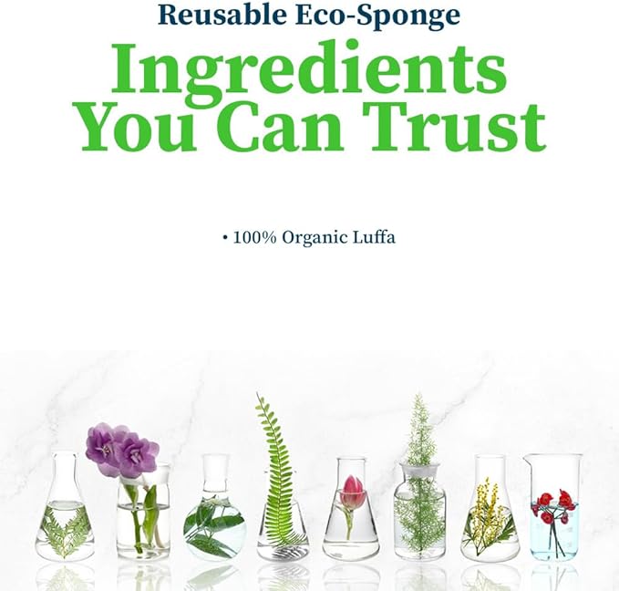Truly Free Natural Cleaning Sponges, 100% Organic Luffa Dish Scrubber, - Image 4
