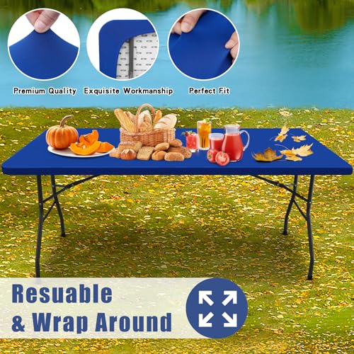 2 Pack Rectangle Spandex Fitted Table Cloth (Blue / 96" x 30" (Rectangular))