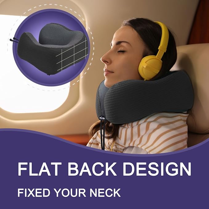 napfun Neck Pillow for Traveling, Upgraded Travel Neck Pillow for Airplane 100% - Image 4