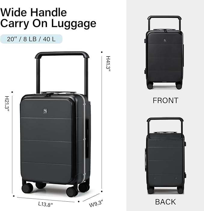 Hanke Top Opening Carry On Luggage, 20 Inch Zipperless Aluminum Frame Wide - Image 6