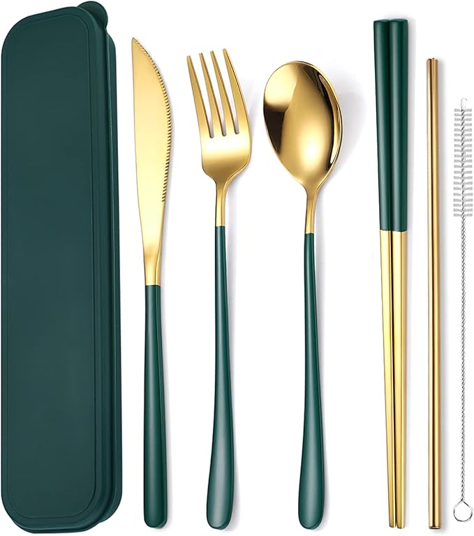 AARAINBOW 6 Pieces 18/8 Stainless Steel Flatware Set Portable Reusable Cutlery by AARAINBOW