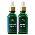 Tree of Life Beauty Facial Skin Care Set, Brightening, Firming, Hydrating, Dry Face, Dermatologist Tested - Retinol Serum and Hydrating Hyaluronic Acid - Skin Care Kit, 2 count of 1 Fl Oz