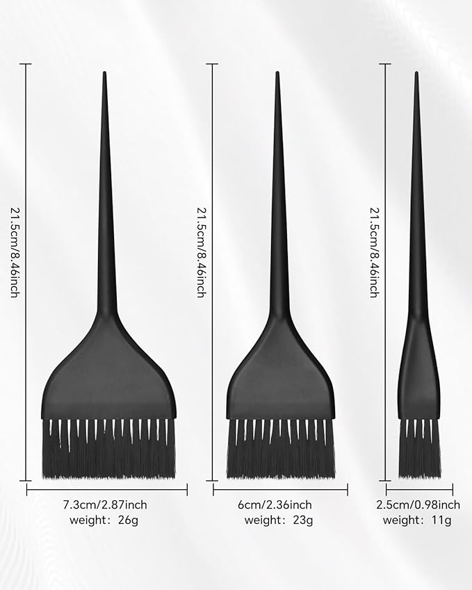 3 Pack Hair Color Brush Set - Professional Hair Dye Brush for Stylist, for Highlighting, Tint and Coloring Sections - Women Men Salon Use Home DIY Dyeing