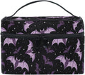 Makeup Train Case Halloween Purple Bats Carrying Portable Zip Travel Cosmetic Brush Bag Organizer Large for Women