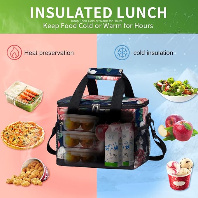 iknoe Large Foldable Cooler Bag, 8.5L Insulated Lunch Bag, Leakproof Lunch - Image 2