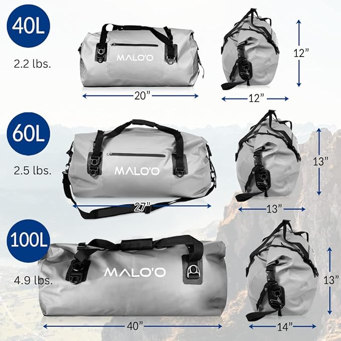 Malo'o Waterproof Dry Bag Duffel 40L/60L/100L, Roll Top Duffel Keeps Gear Dry - Image 3