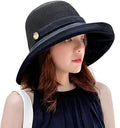 Women Wide Brim Sun Hats Metal Wired Edge Summer UV Protection Beach Fishing Hat by HUAMULAN