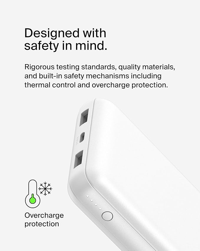 Belkin Portable Charger, USB C Power Bank 20000 mAh w/ 1xUSB-C Port & 2xUSB-A - Image 10
