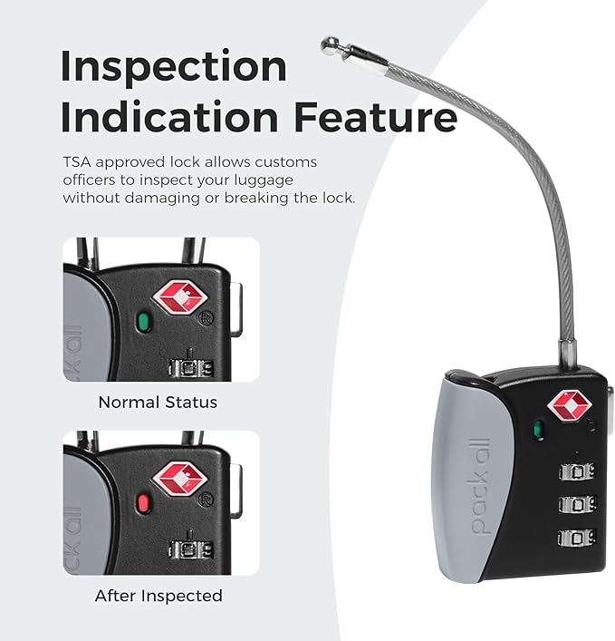pack all TSA Approved Cable Luggage Locks, 3 Digit Combination Padlocks - Image 8