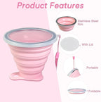 Silicone Collapsible Cup with Lid – Portable Collapsible Travel Cup - Image 3