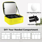 Travel Makeup Bag with LED Mirror and 10x magnifying glass with 3 Lighted - Image 4