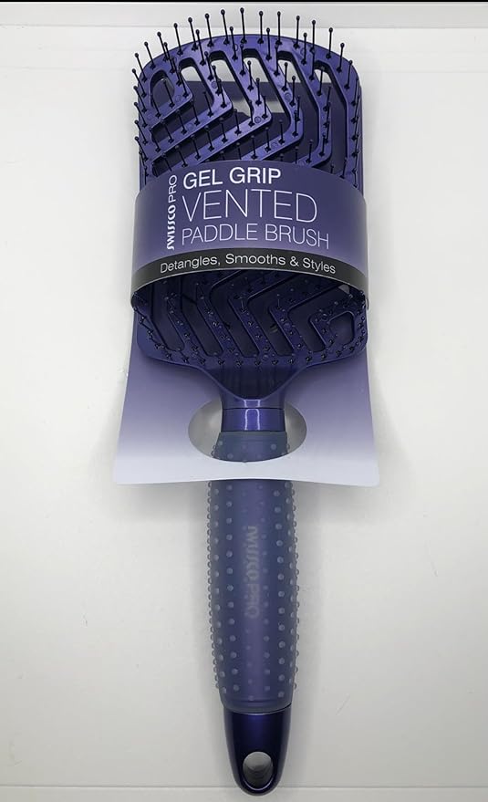 Swissco Pro Gel Grip Vented Hair Brush Gloss (Electric Blue Gloss)