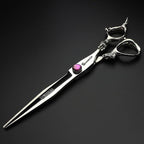7 inch barber scissors, purple diamond barber scissors, suitable for barbers/families/individuals(7 Inch Flat-AA)