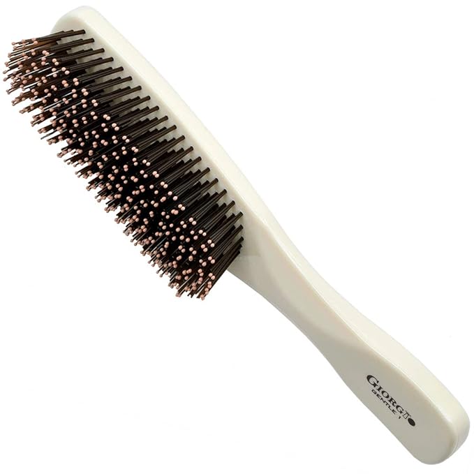 Giorgio GIO1IVY - GIO2IVY Ivory Gentle Touch Detangler Hair Brush for Men Women and Kids. Soft Bristles for Sensitive Scalp. Wet and Dry for all Hair Types. Scalp Massager Brush