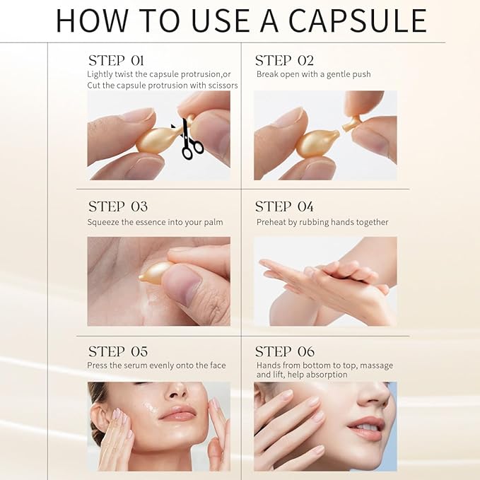 HKH Vitamin C Serum Capsules For Face: 38 Caps with Scissors - Vitamin C Anti-Wrinkle &Vitamin A Retinol Collagen Anti-Aging Daily Serum For Women - Smoothing Hydrating Firming Skin - Travel Portable
