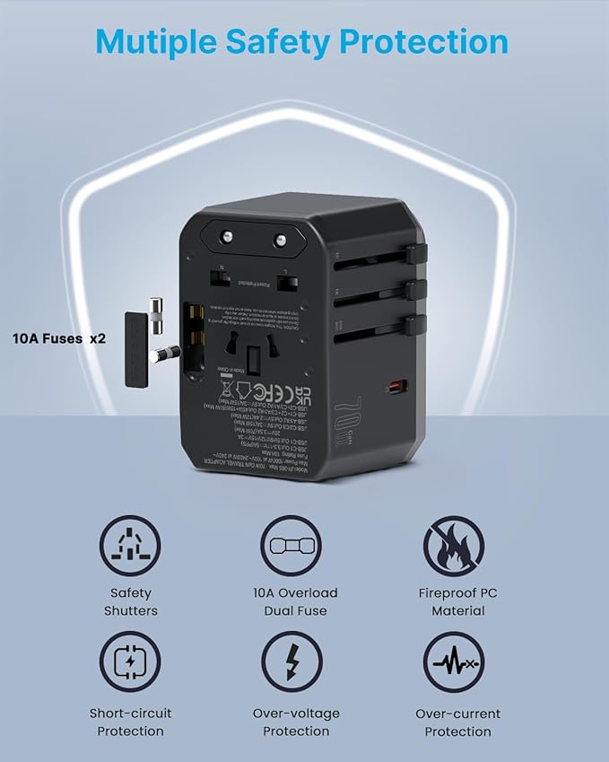 Universal Travel Adapter, VINTAR 70W GaN International Power Adapter - Image 6