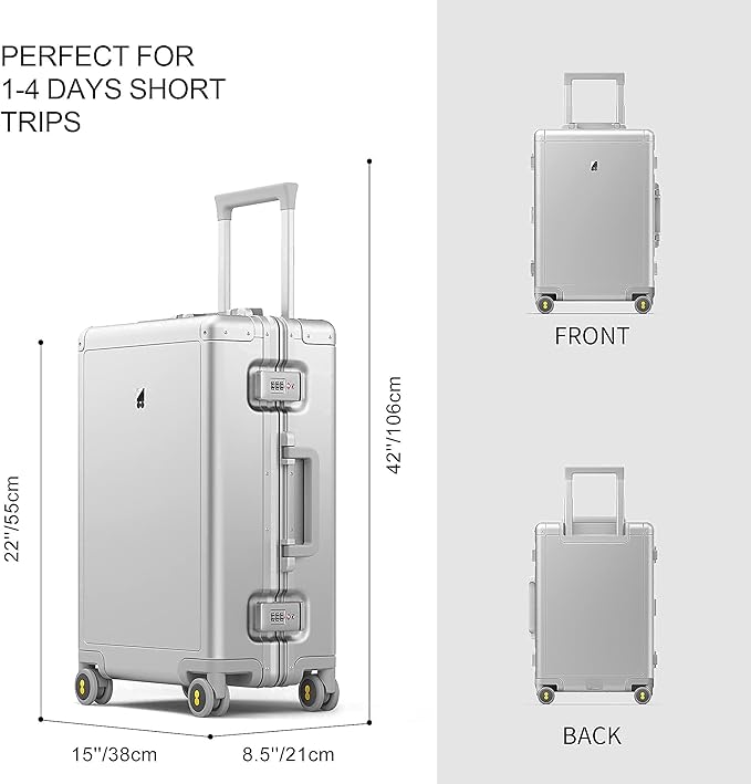 LEVEL8 Gibraltar Carry on Luggage, 20 Inch Aluminum Zipperless Luggages Airline - Image 9