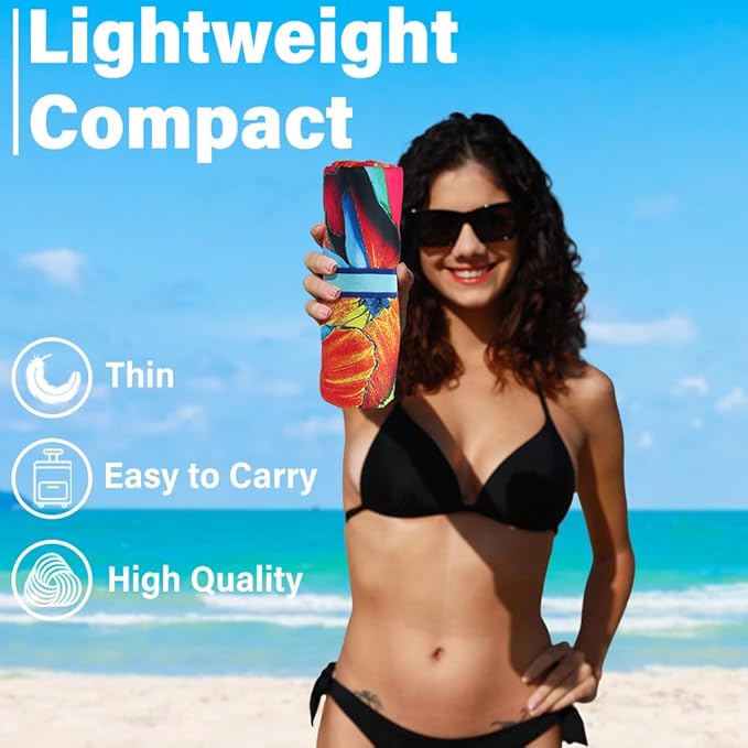 2 Pack Microfiber Lightweight Beach Towel Sand Free Quick Dry Absorbent Thin - Image 2
