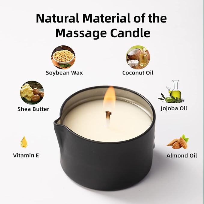 Soybean Wax Warming Massage Oil Candle for Stress Relief and Skin Moisturizing, Romantic Gift SPA Use Home Scented Candle Body Oil Caramel Whisky Scent 2.35 OZ