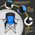 FAIR WIND 2 Pack Oversized Fully Padded Camping Chair Heavy Duty Quad Fold Arm - Image 4