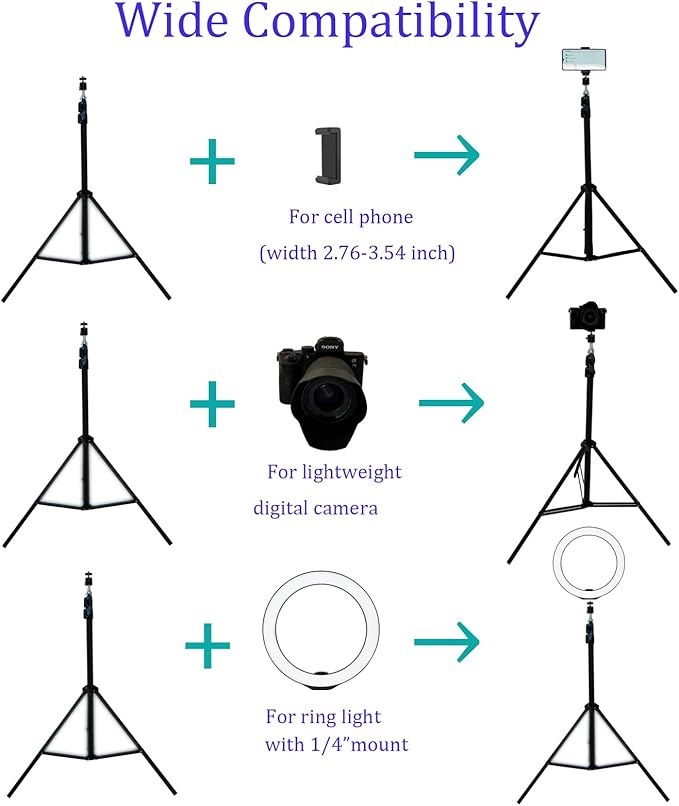 Up to 82.6 Inch Tall Tripod for Cell Phone and Lightweight Camera, Super Tall - Image 3