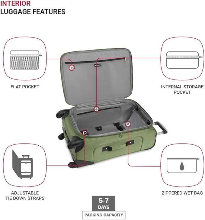 SwissGear Sion Softside Expandable Luggage, Checked-Medium 25-Inch - Image 4