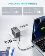 Universal Travel Adapter, VINTAR 75W GaN International Power Adapter - Image 2