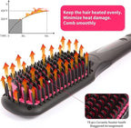 ion Hair Straightener Brush, Anti-Scald hot Hair Styling Tools & appliances Comb for Natural Thick Hair Women, Portable Electric Ceramic Heated Hair straightening Brush