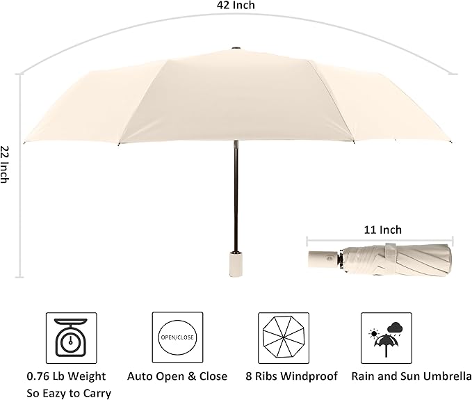 BAODINI Small UV Protection Travel Umbrella Compact - Image 6