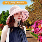 Women Summer Mesh Sun Hats Floppy Wide Brim UV Protection Fishing Hat Beach Hiking Garden Travel Lawn Work Cap Chin Strap (One Size / M9163-pink)