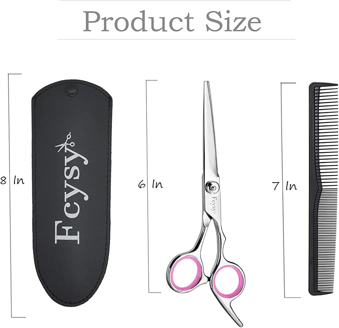 Fcysy Professional 6 Inch Haircut Scissors - Barber Shears with Comb, Salon Hair Shears for Men, Women & Pets