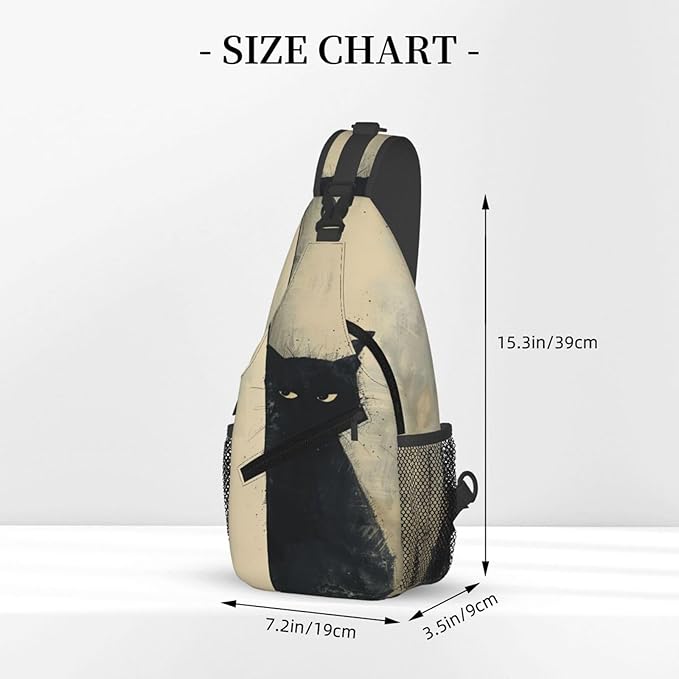 SUPLUCHOM Sling Bag Cat Vintage Hiking Daypack Crossbody Shoulder Backpack - Image 3