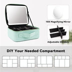 Travel Makeup Bag with LED Mirror and 10x magnifying glass with 3 Lighted - Image 4