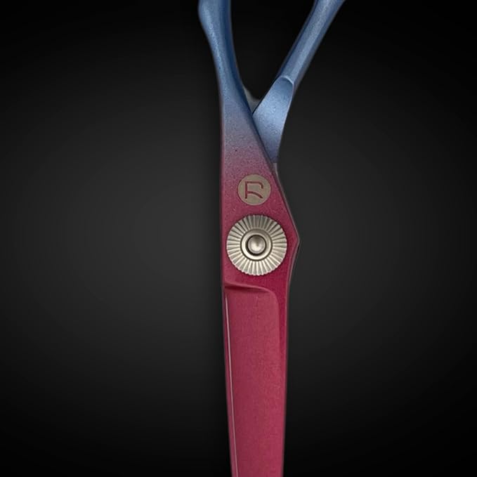 6 Inch Hair Shears Set - Rainbow Color Hair Cutting Scissors and Texturizing Shears - 440C Stainless Steel With Titanium Coating - Convex Blades for Wet or Dry Hair (Hair Cutting Shears)