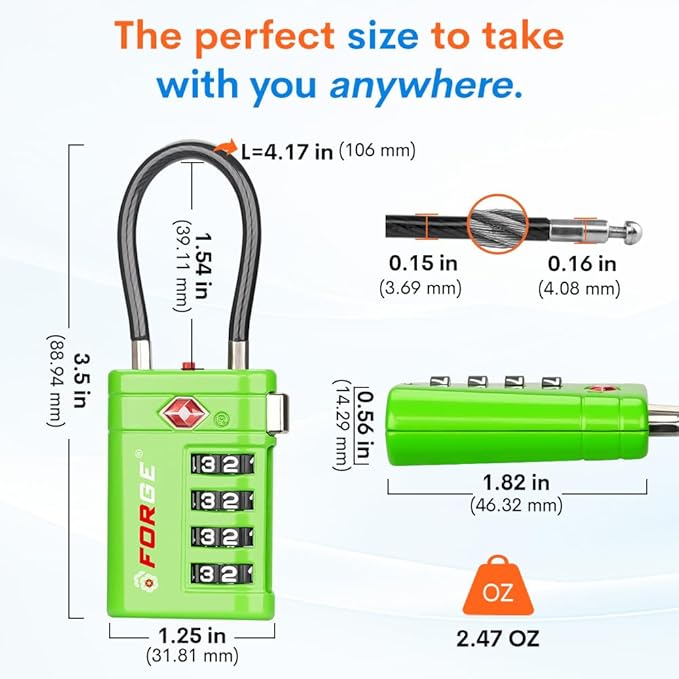 Forge TSA Approved Luggage Locks 4 Digit Combination TSA Travel Locks - Image 8