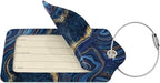 2PC Dark Blue Marble Luggage Tags Leather Suitcase Tag Privacy Name ID Card - Image 2