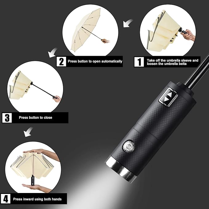 Lejorain Inside Out Umbrella Folding - Image 3