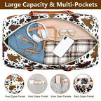 Weekender Bag for Women 21.5" Travel Duffel Large Carry On Bag 3PCS (Large / 5-Brown Cow-Single)