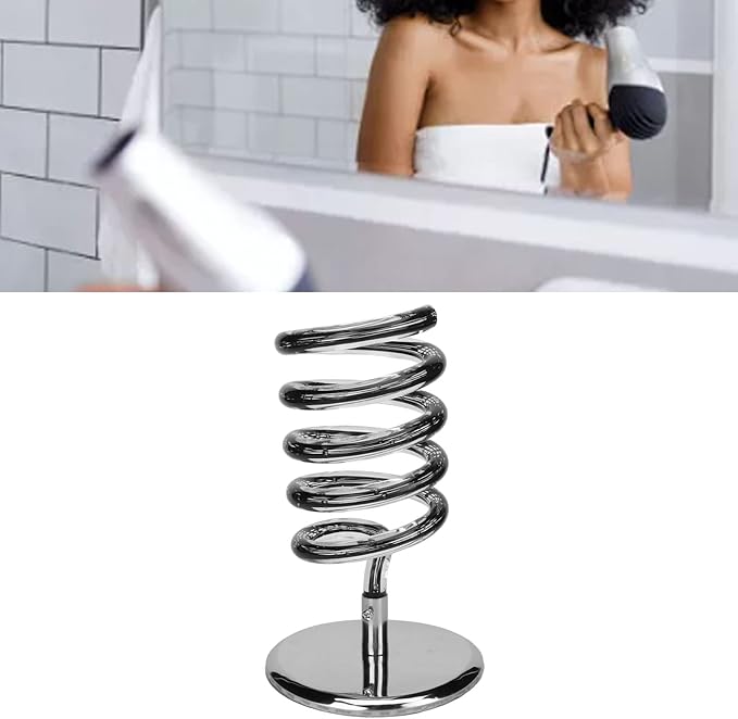 HURRISE Spiral Hair Dryer Holder, Spring Hair Dryer Hanging Rack, Spiral Hair Styling Station Spiral Salon Blow Dryer Holder Stand for Bathroom Hair Salon